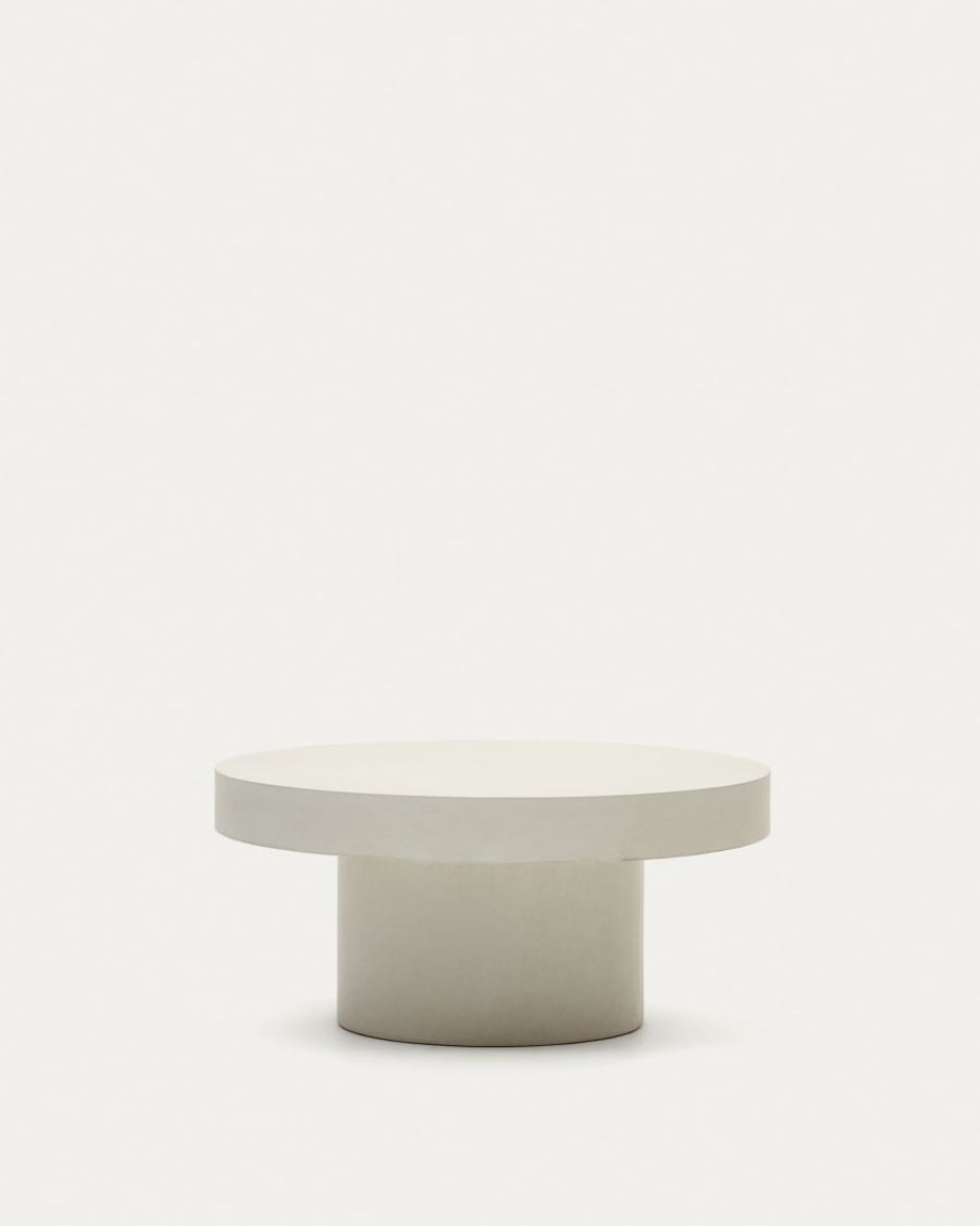 Aiguablava round coffee table in white cement.  90 cm