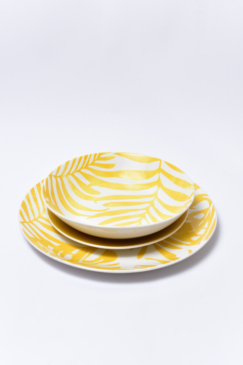 18PCS YLW PAD PRINT DINNERSET