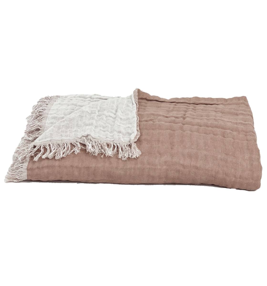 BAYA THROW ENCRE PETALE IVOIRE COTTON 53X79 INCHES 135X200 CM