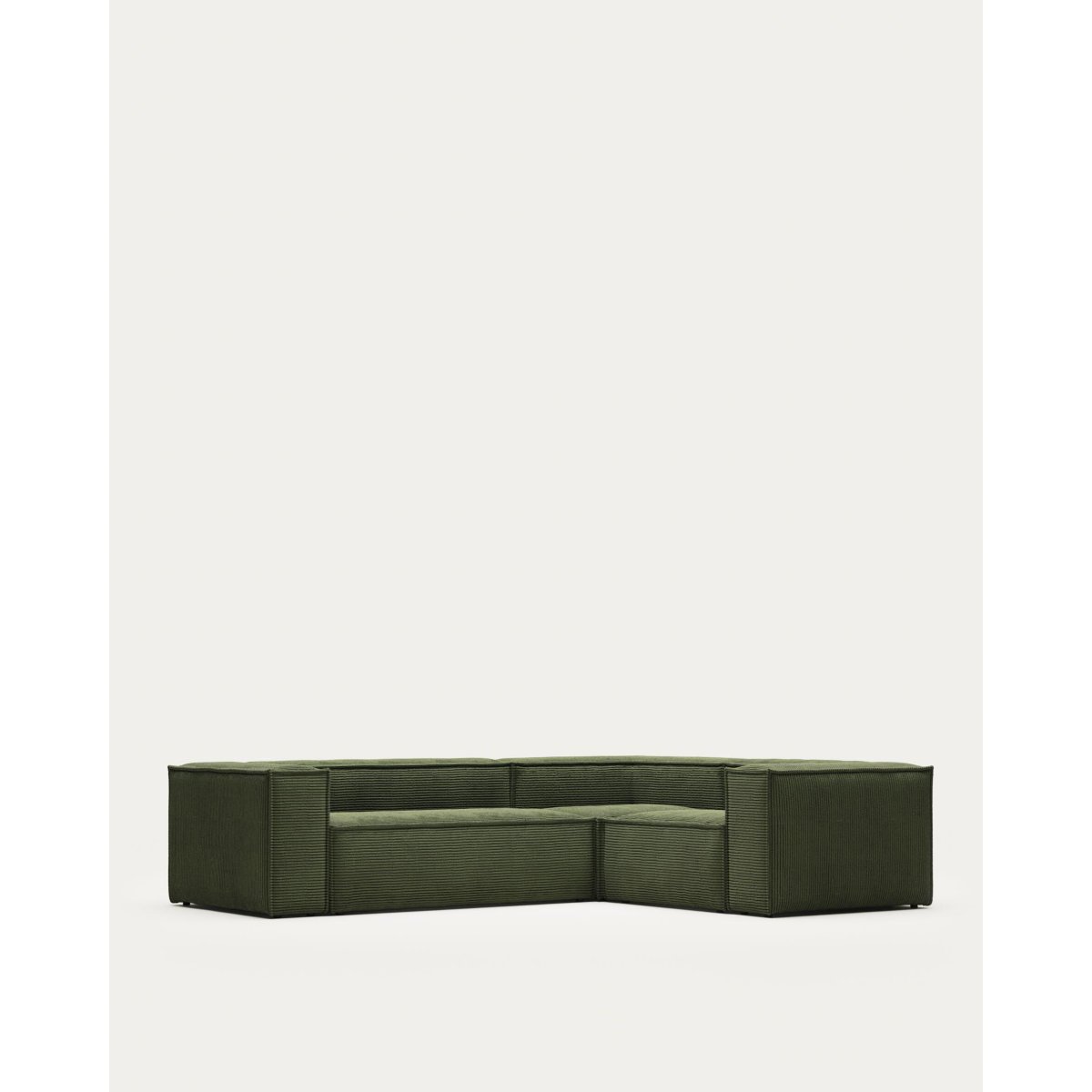 Blok green thick corduroy 3-seater corner sofa 290 x 230cm/230 x 290cm FSC Mix Credit