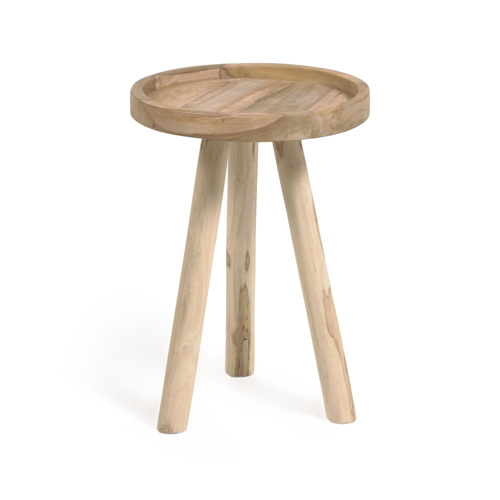 Glenda round solid teak wood side table.  35 cm