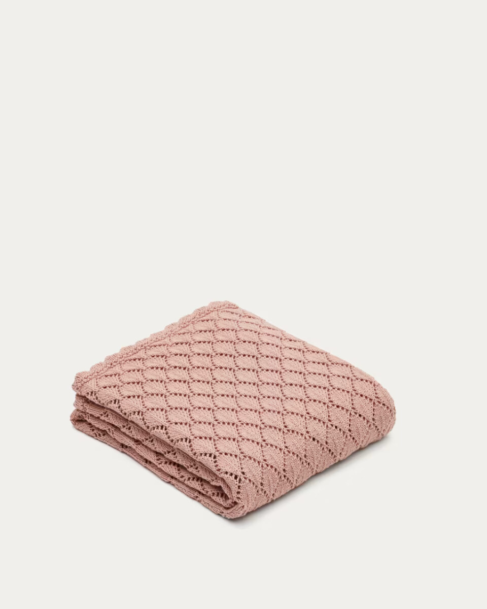 Ria pink knitted blanket  70 x 100 cm