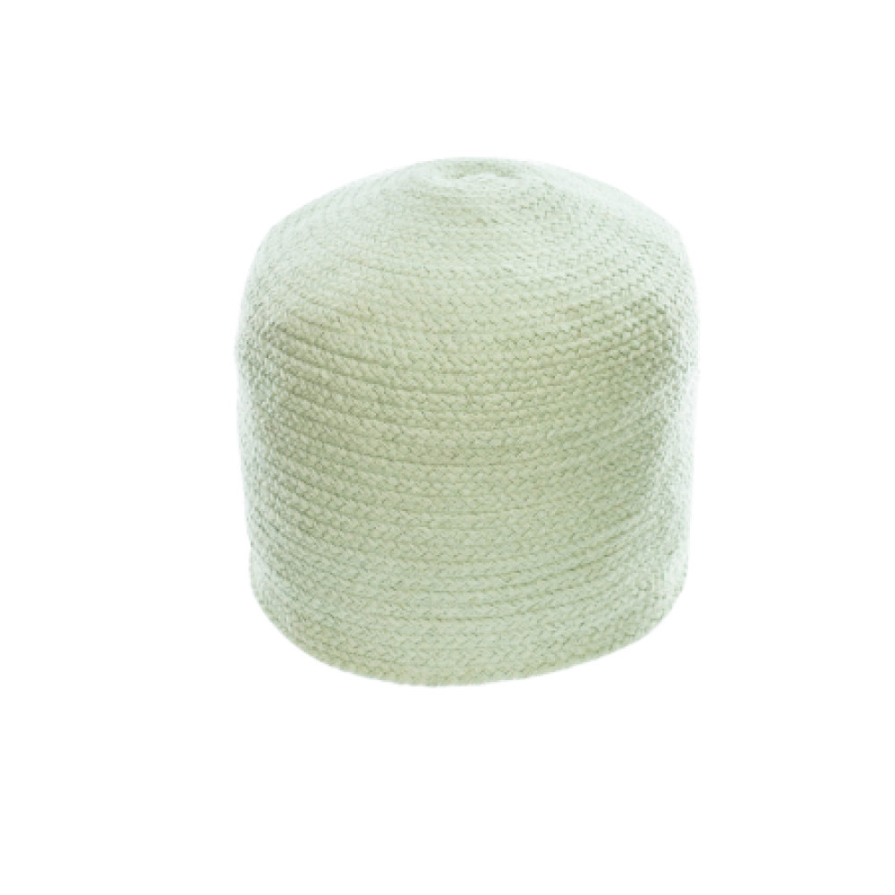 Daiana round cotton pouffe in green Ø 25 cm