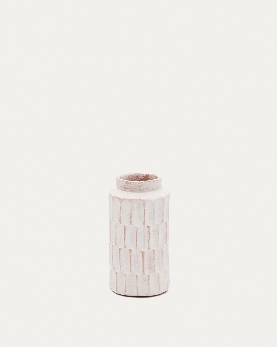 Arisa white. papier mché vase. 22 cm