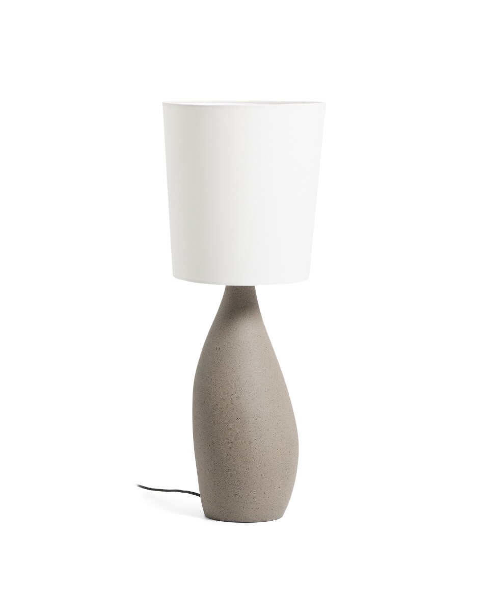 Large Viona table lamp with texturedÂ©stone effect and cotton shade