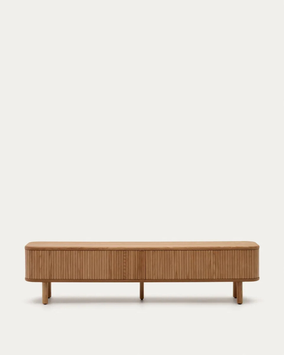 Mailen 2 door TV stand in ash veneer with a natural finish 200 x 50 cm
