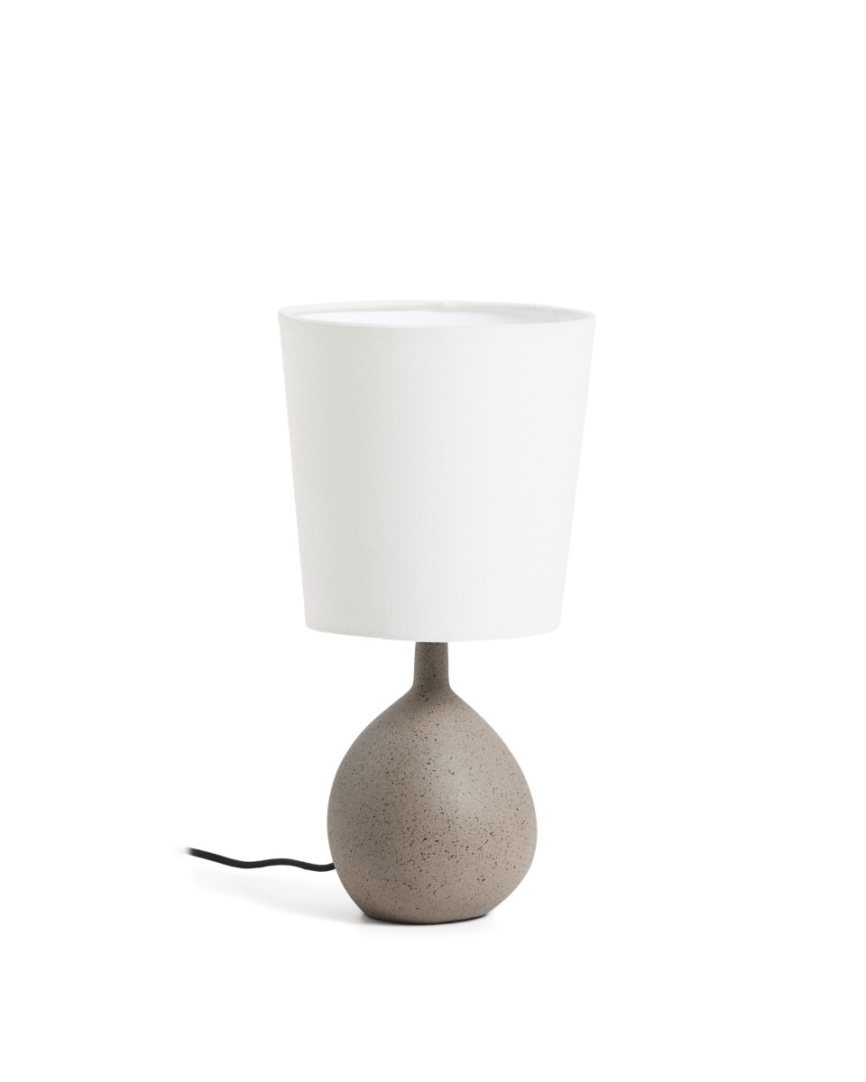 Large Viona table lamp with texturedÂ©stone effect and cotton shade