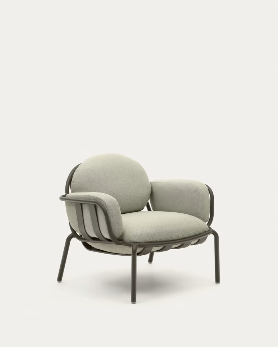 Joncols outdoor aluminium armchair with a powder coated green finish