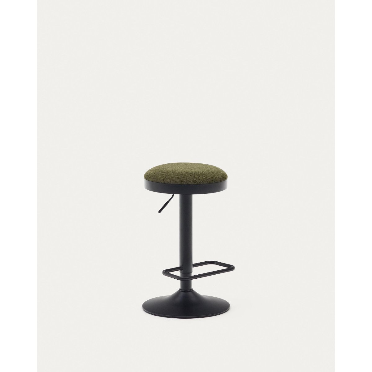 Zaib stool in dark green chenille and matt black steel height 63-84 cm FSC 100%