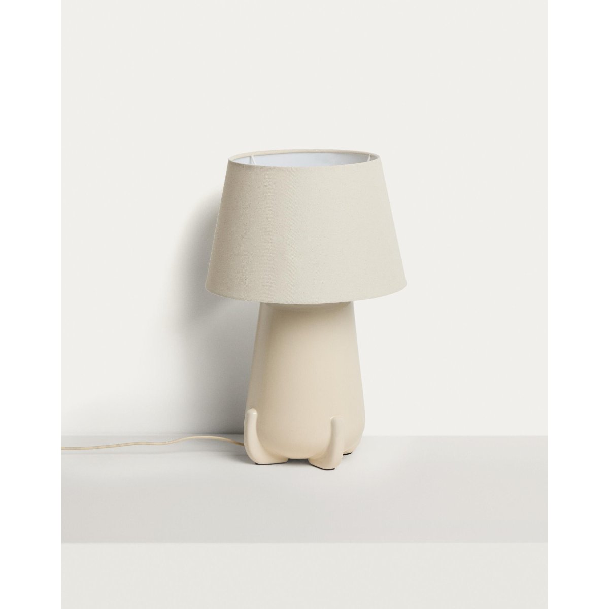 Odra table lamp in ecru ceramic with glossy finish