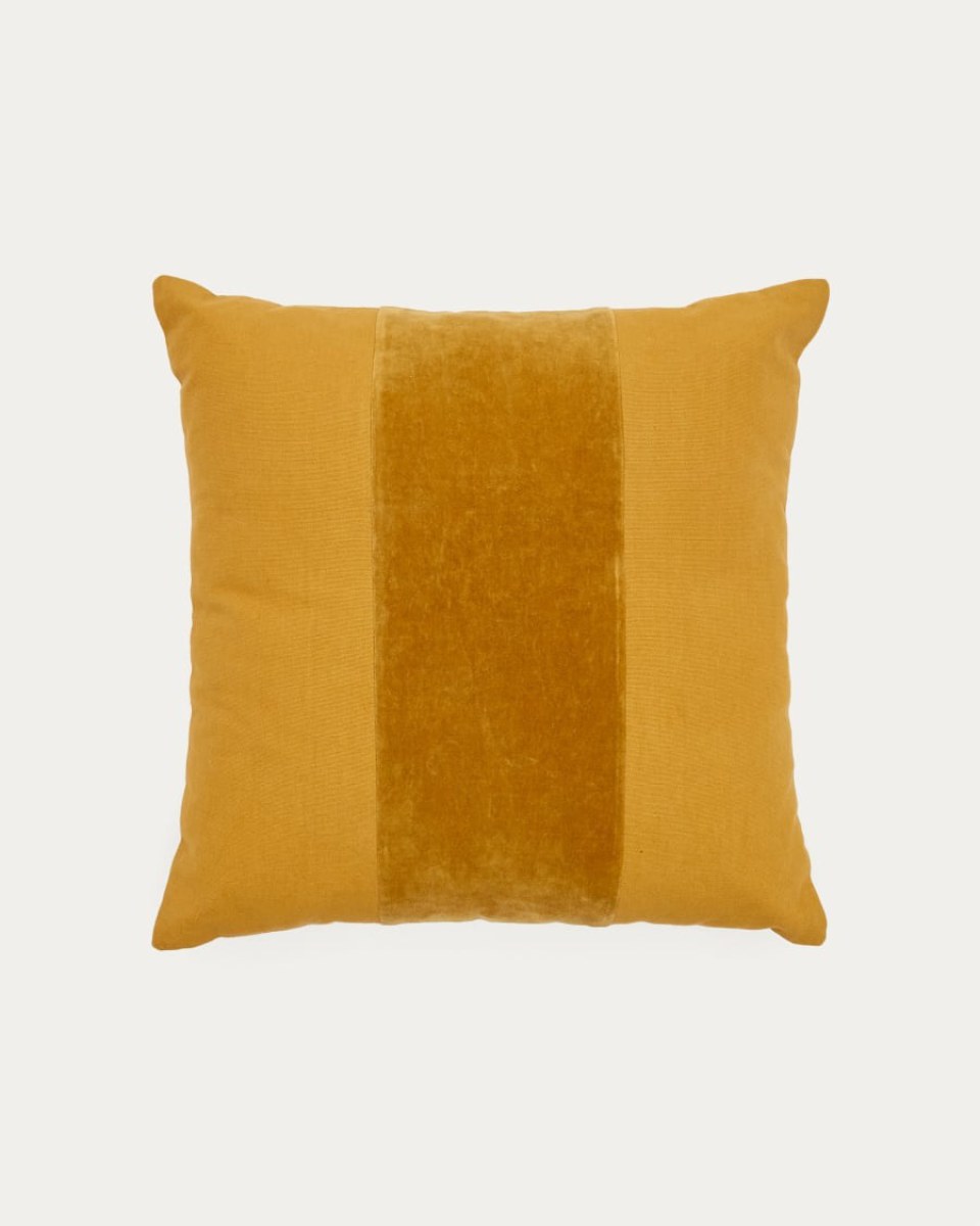 Zaira cushion cover 100% cotton and mustard velvet 45x45
