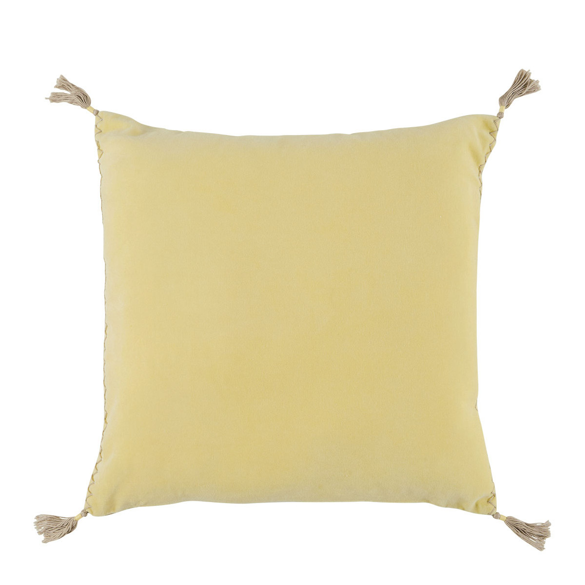 MATTEO cushion cover pastel yellow cotton velvet 50x50