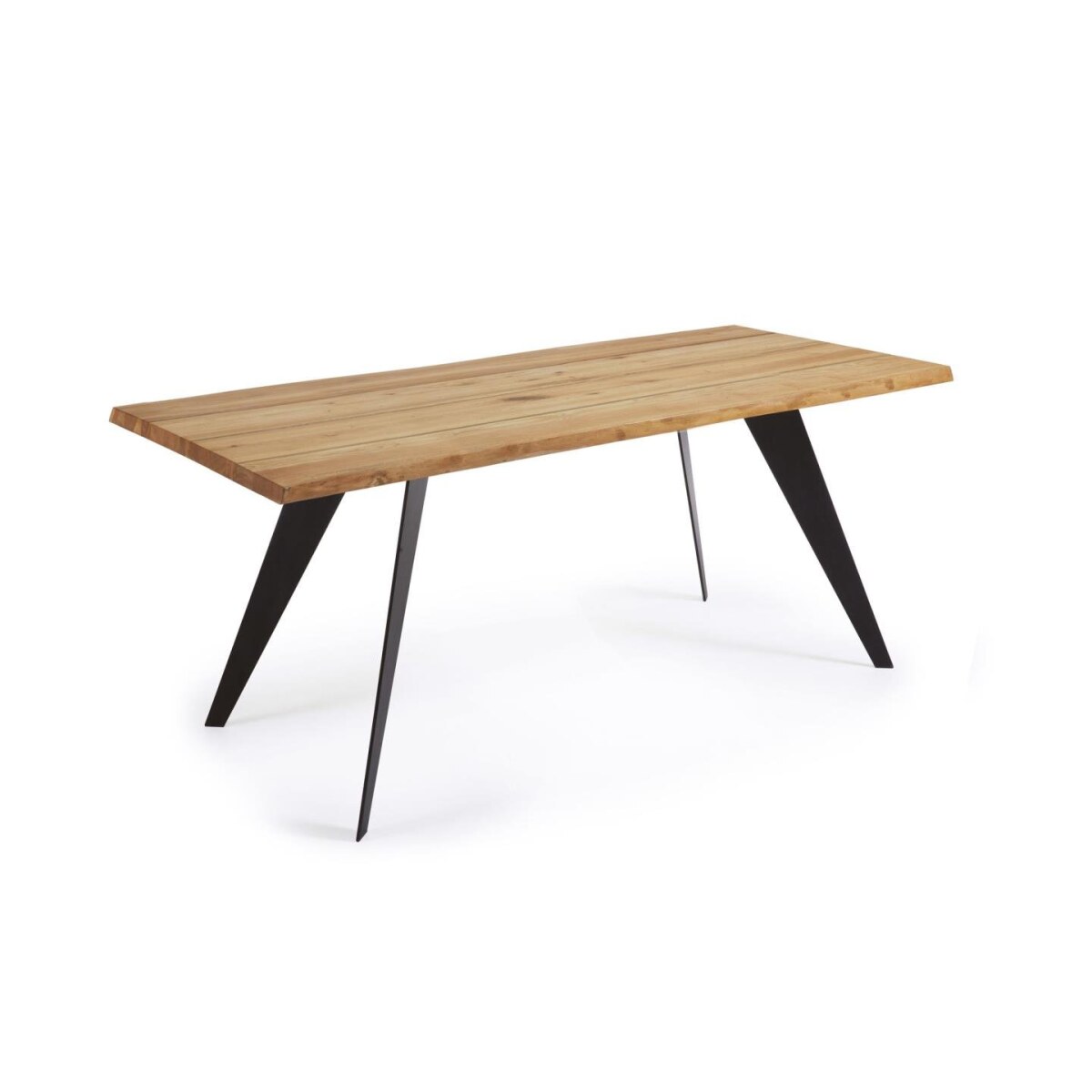 Koda table in oak veneer with natural finish and black steel legs 160 x 90 cm