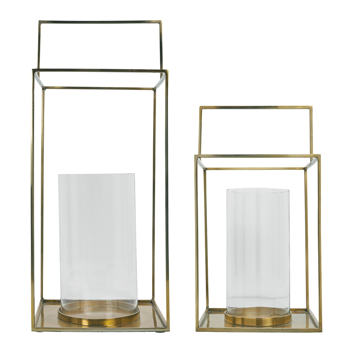 Set of 2 HECTOR brass finish metal lanterns