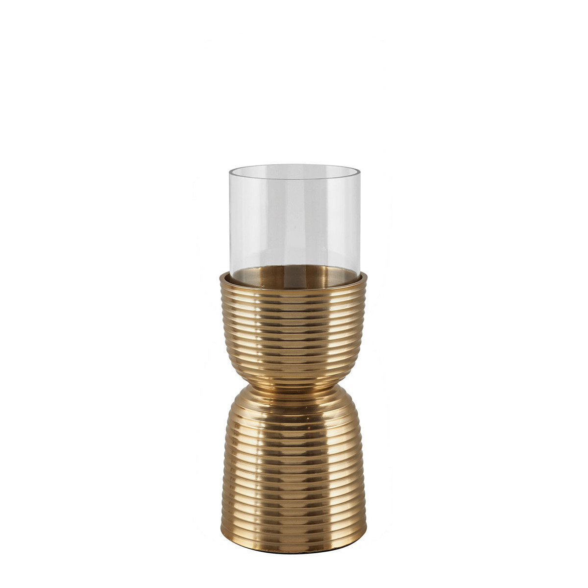 COMETE candle holder with gold metal stripes dia 11x27