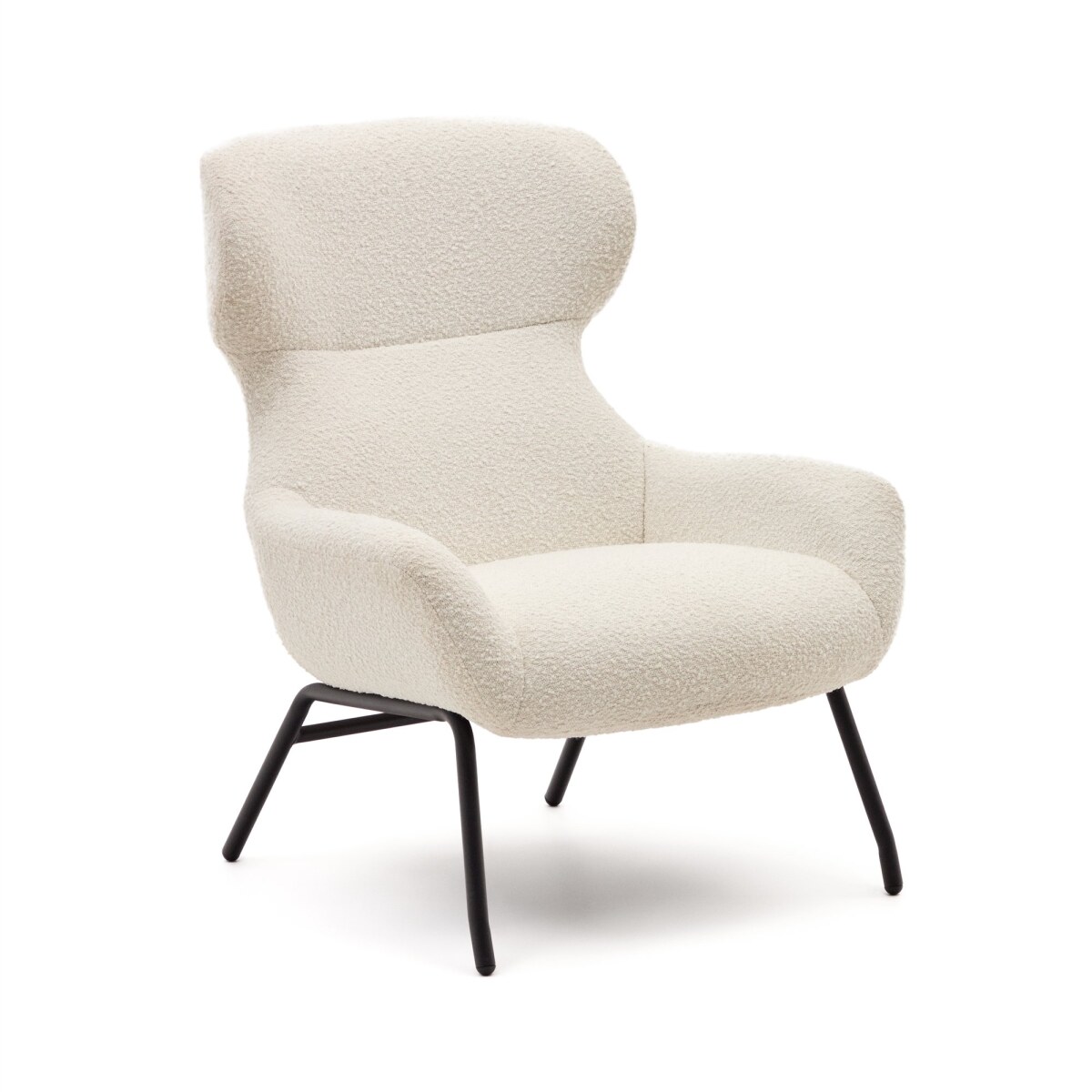 Belina armchair in white terry and steel with black finish FSC 100%