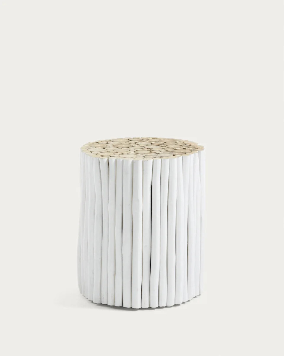 Filip solid teak with white finish side table 35 cm
