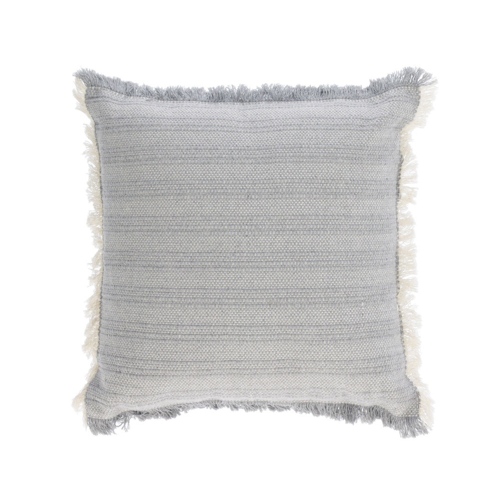 Devi cushion cover with beige and blue fringe 45 x 45 cm