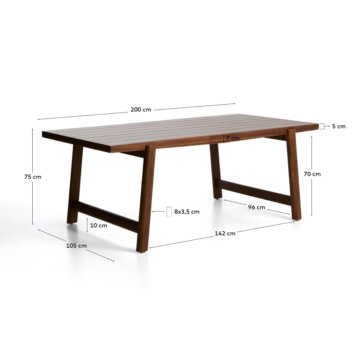 Itani outdoor table in solid acacia wood 200 x 100cm FSC 100%