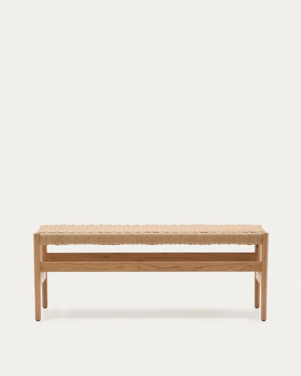 Zaide bench made of solid oak wood in a natural finish and rope cord seat. 120 cm. FSC 100%