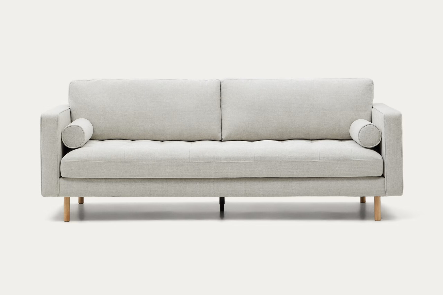Debra 3-seater sofa in pearl chenille legs natural finish 222 cm FSC Mix Credit
