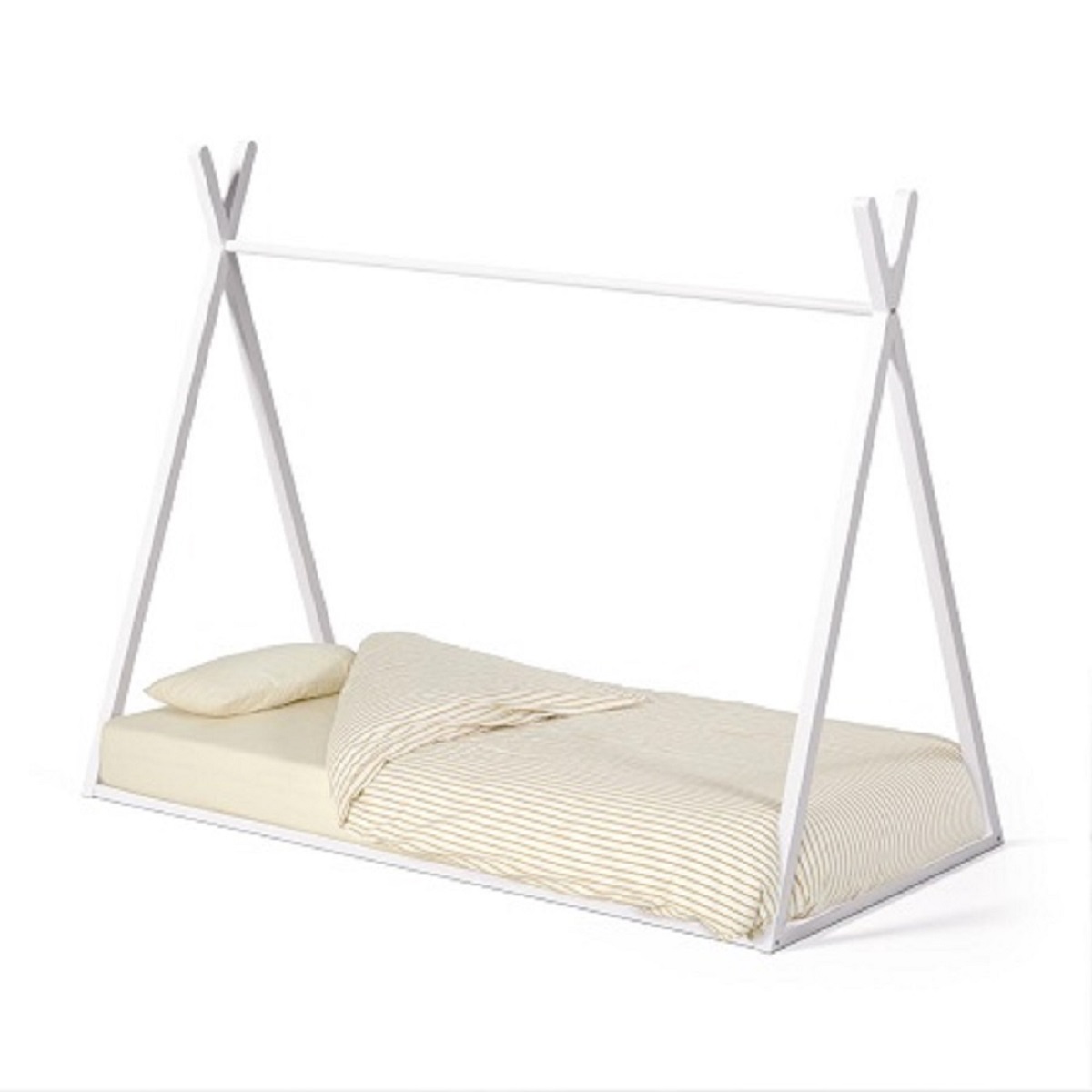 Maralis teepee bed made of solid beech wood with a white finish. for 90 x 190 cm mattresses