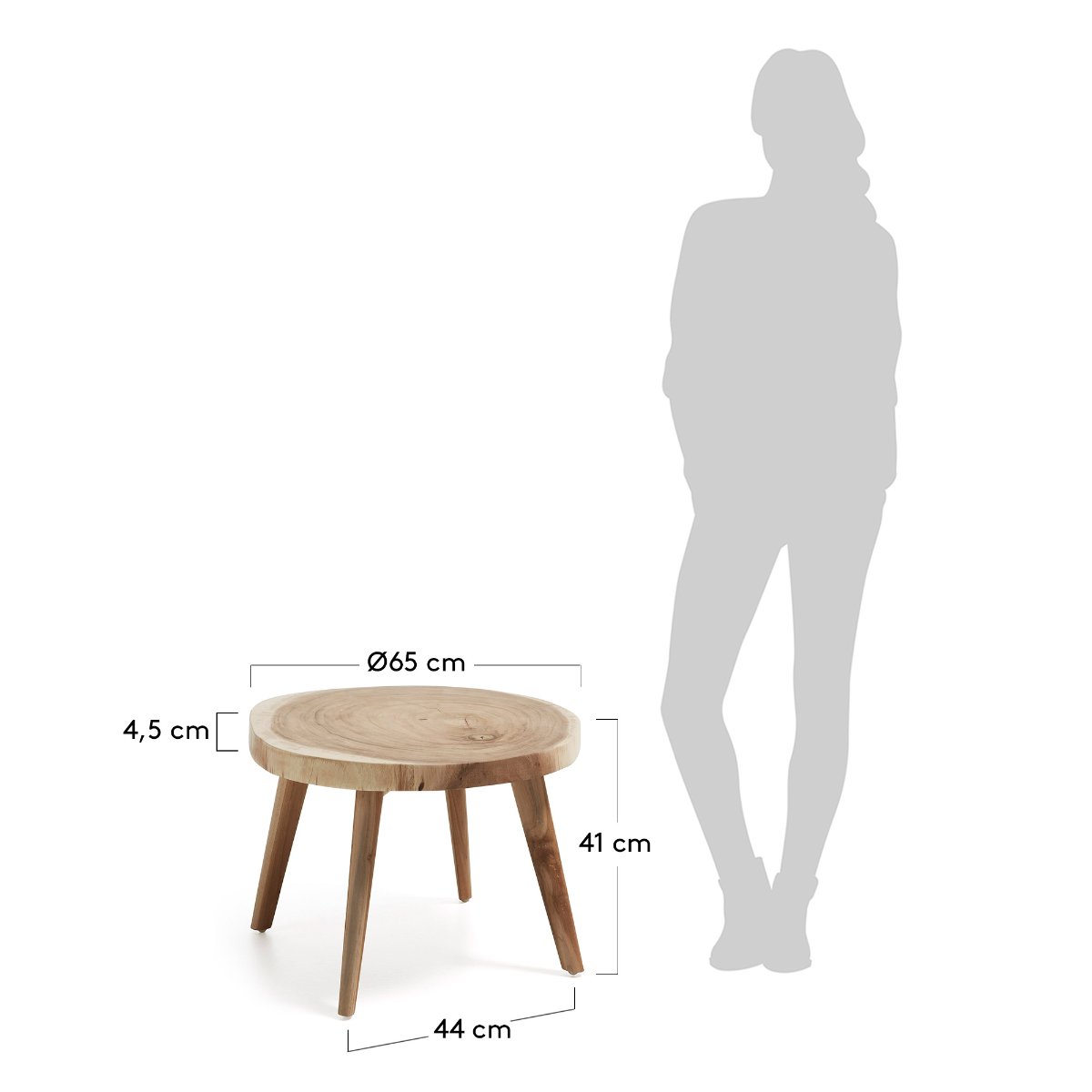 Wellcres solid rain tree wood side table Ø 65 cm