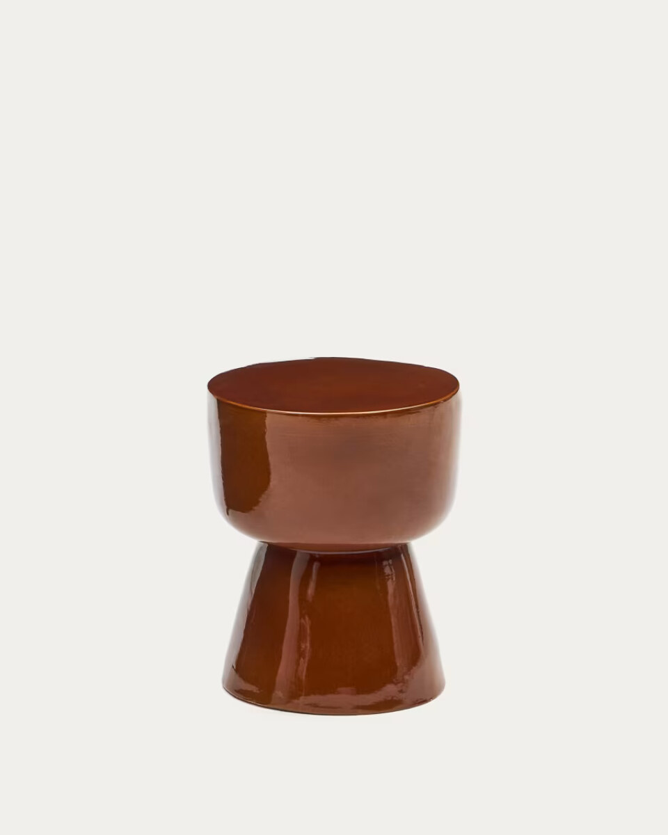 Mesquida outdoor side table made of ceramic with glazed terracotta finish  35 cm