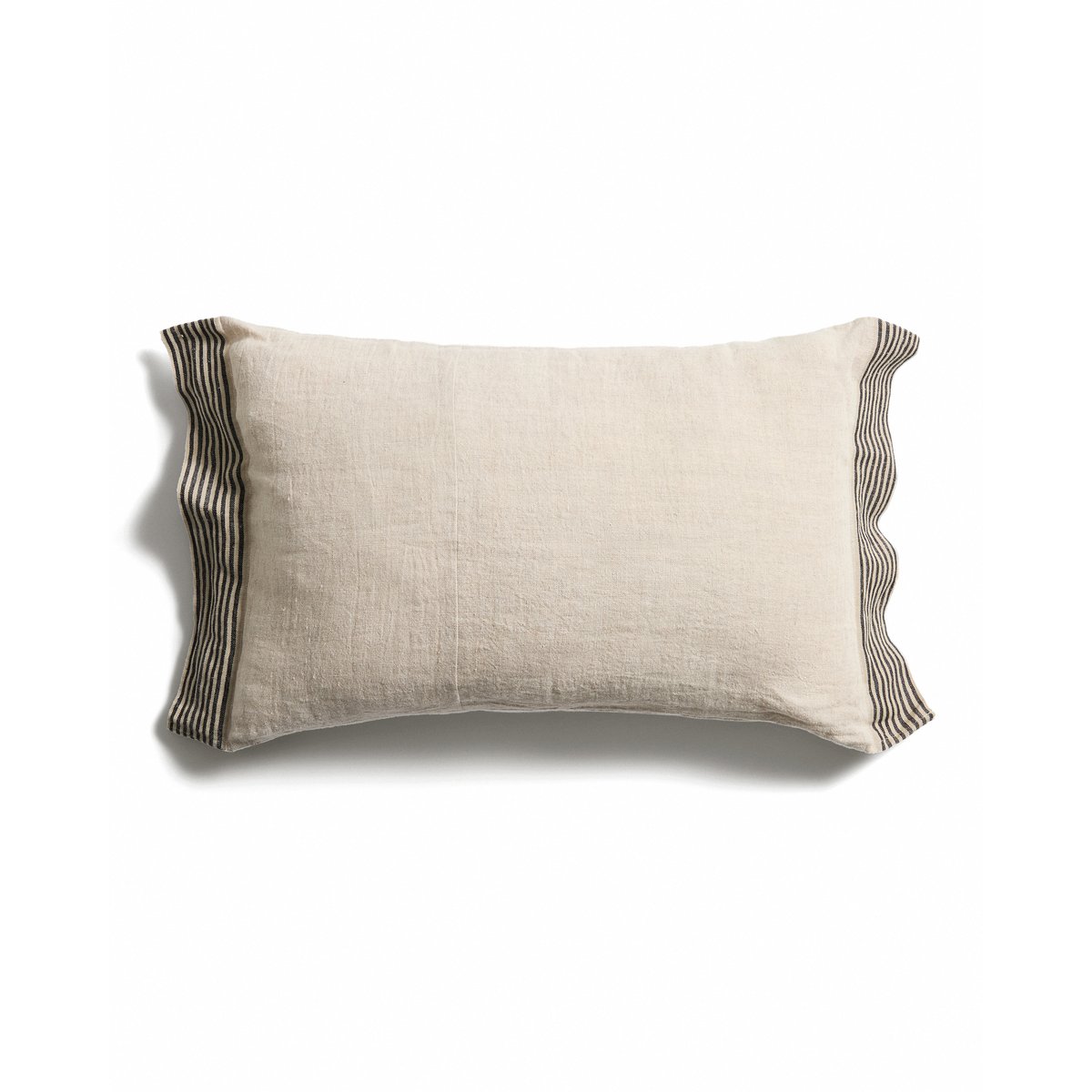 Disea beige linen cushion cover with black striped detail 40 x 60 cm