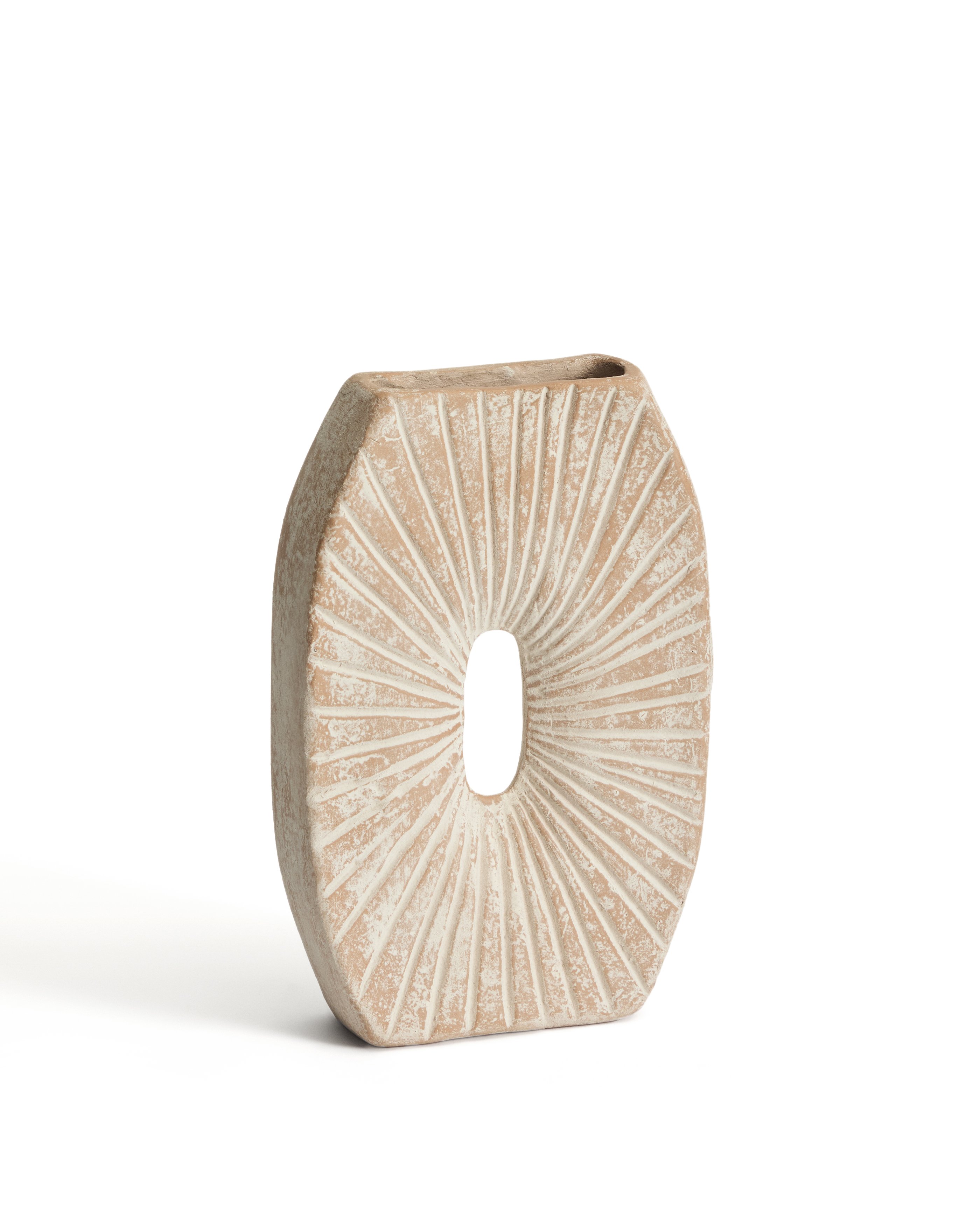 Vase Valura in papier mache pink and beige 31 cm