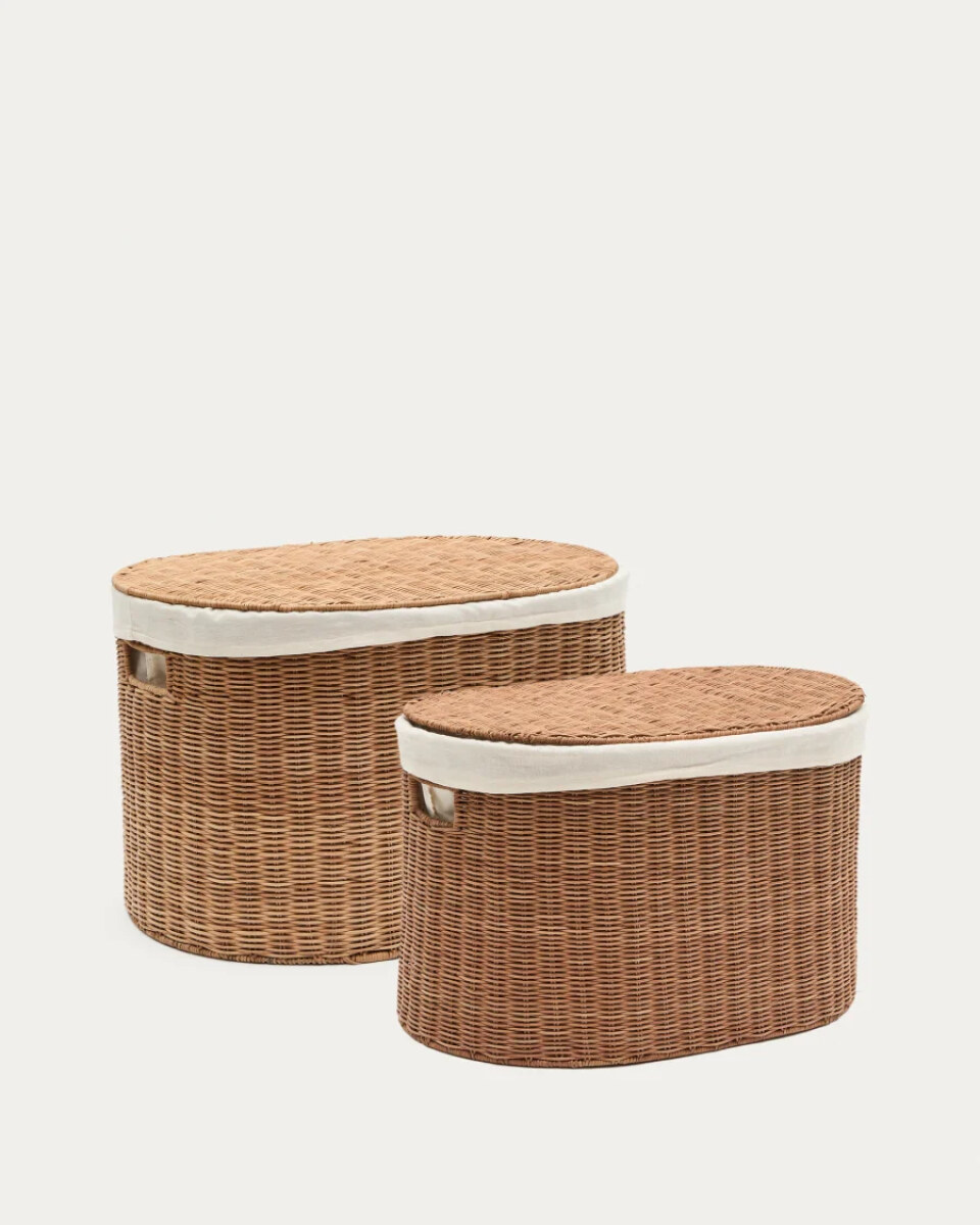 Indali set of 2 rattan baskets.  50 cm /  55 cm