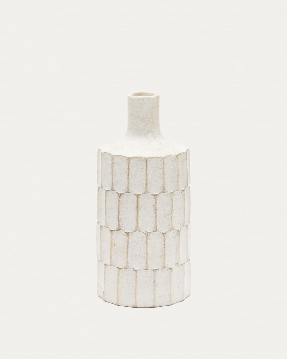 Arisa white. papier mché vase. 41 cm