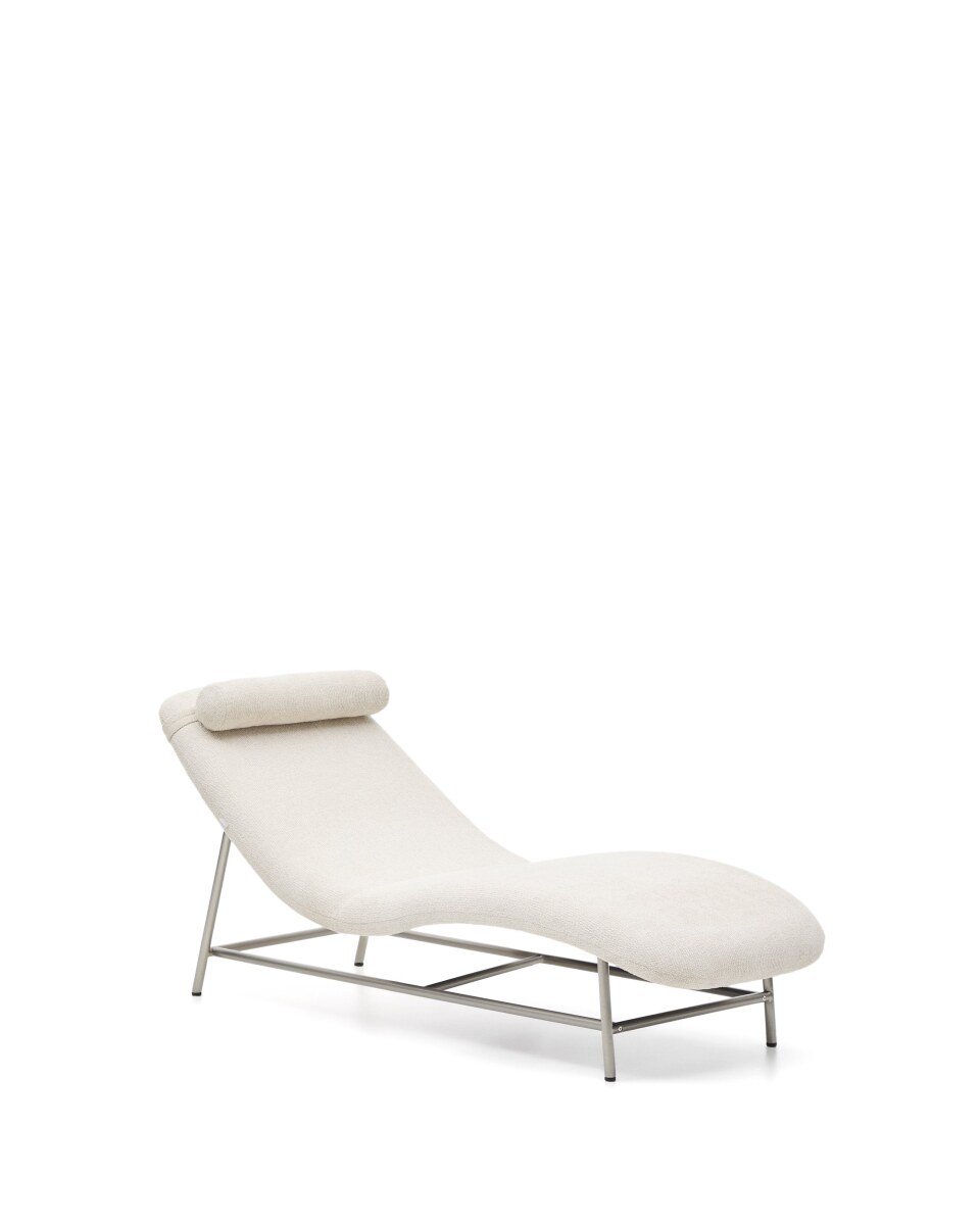 Osla Beige Chenille Sofa with BrushedÂ© Stainless Steel Legs 175 cm