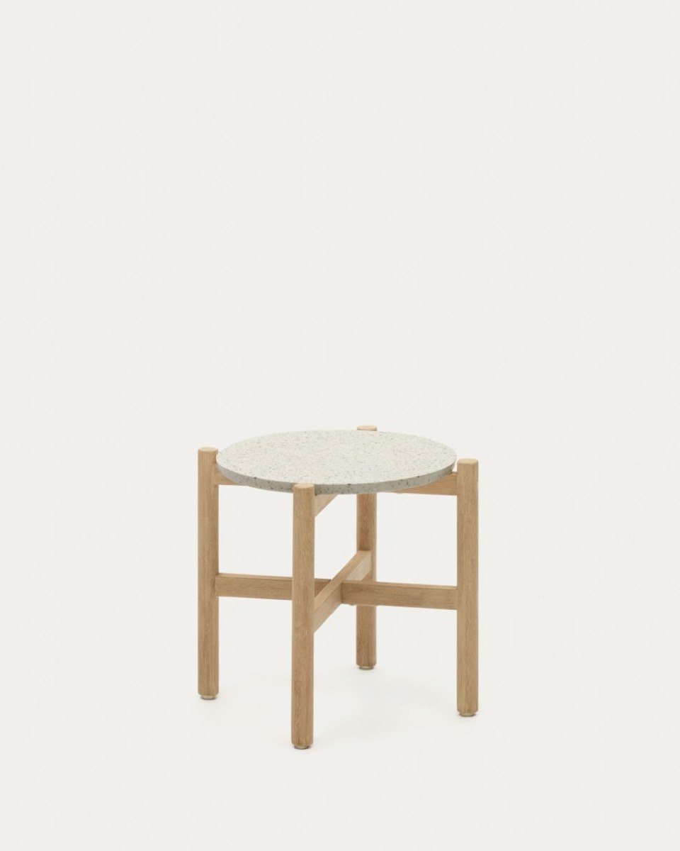 Pola cement and solid eucalyptus wood side table.  50 cm FSC
