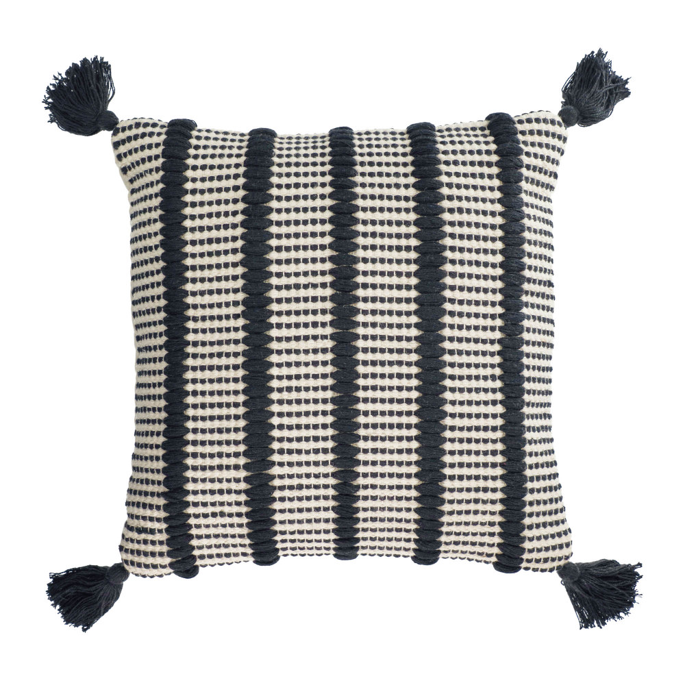 Maine 100% cotton cushion cover with black and white stripes 45 x 45 cm