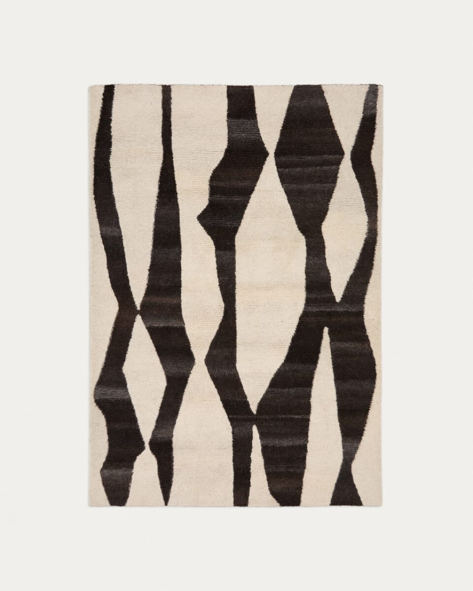 Elvar white and brown wool rug 160 x 230 cm