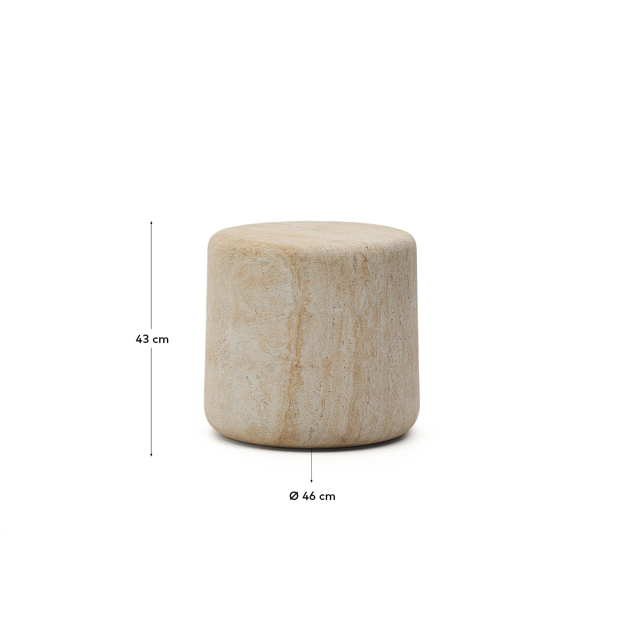 Drasi cement side table with travertine-effect finish 46cm