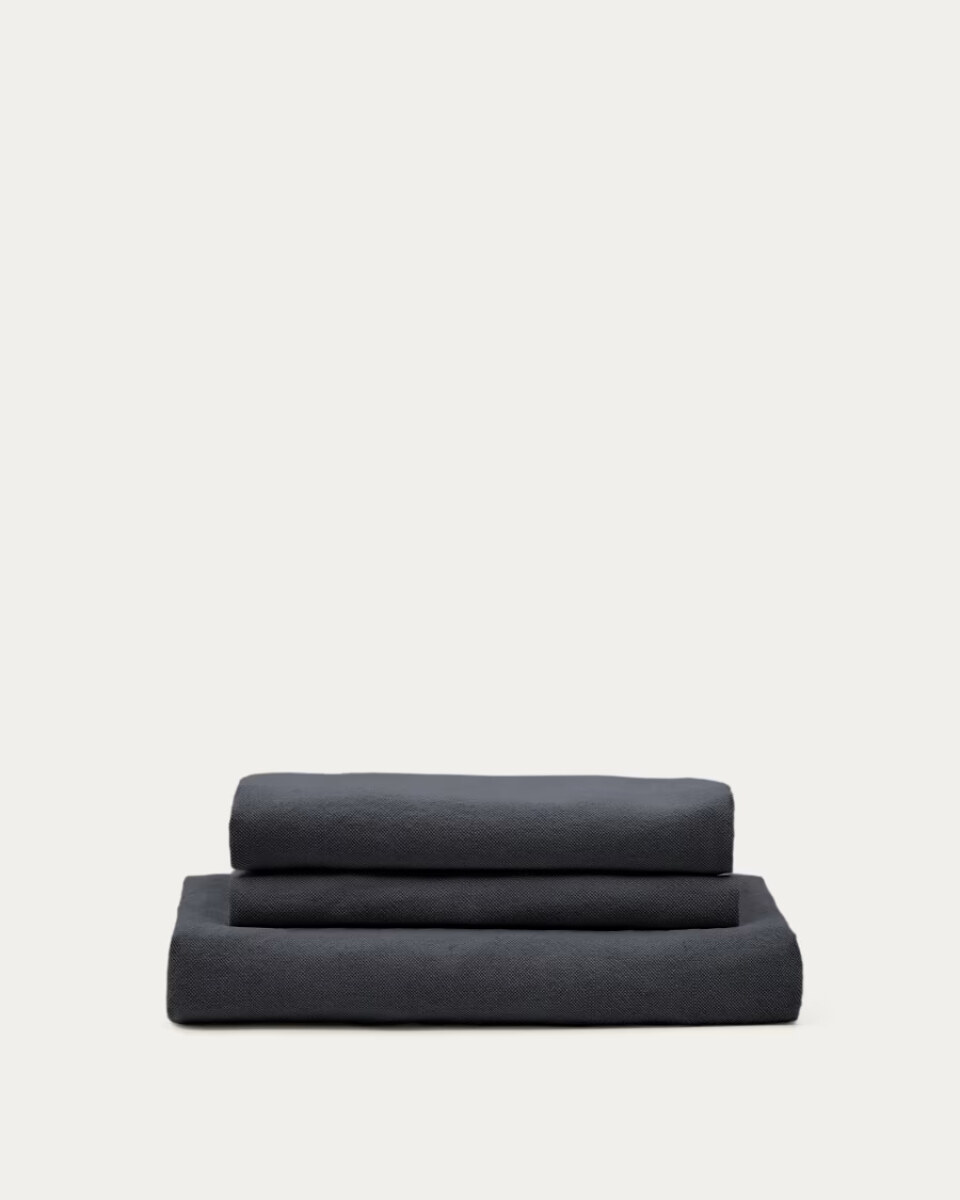 Nora armchair cover in anthracite grey linen and cotton 92cm