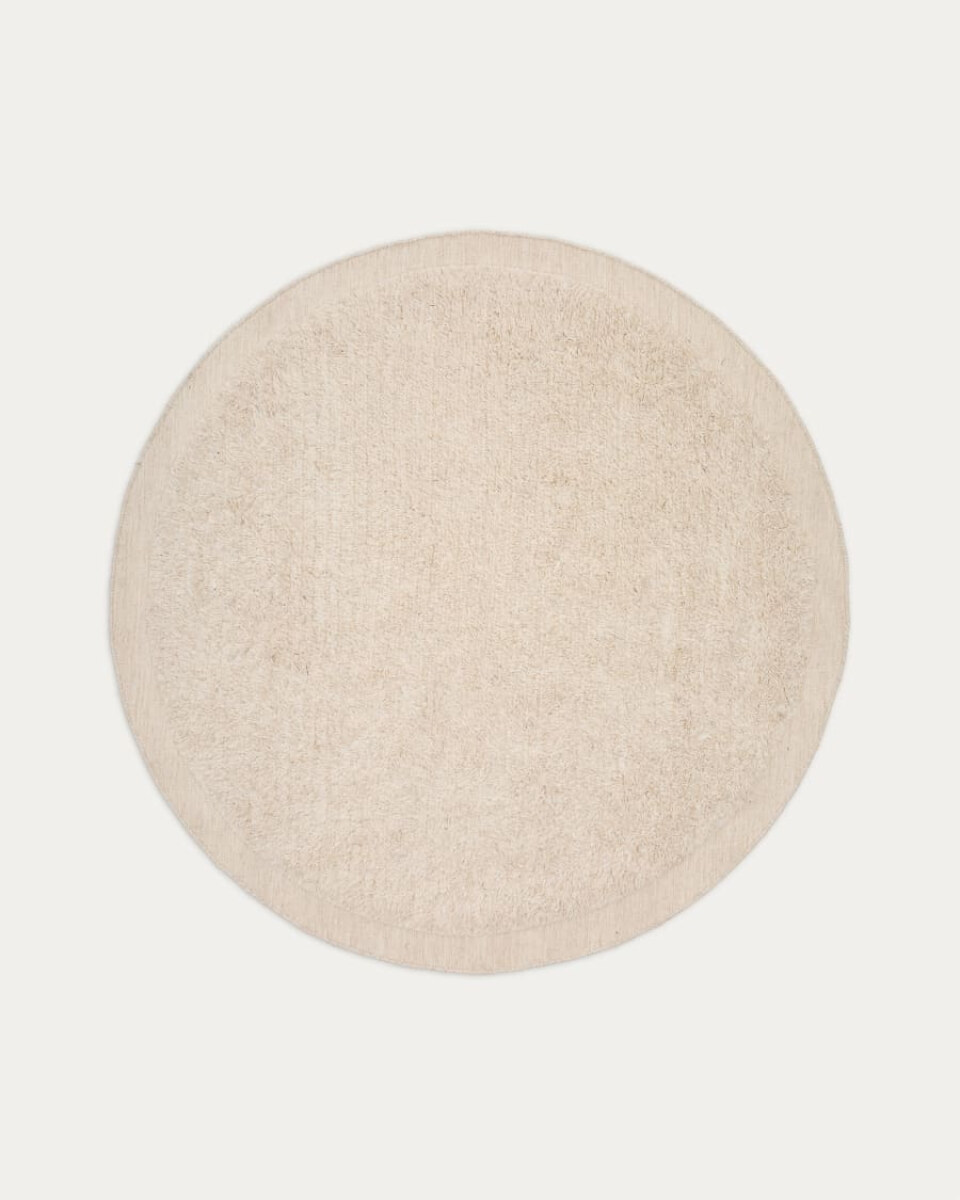 Marely round. white. wool rug.  200 cm