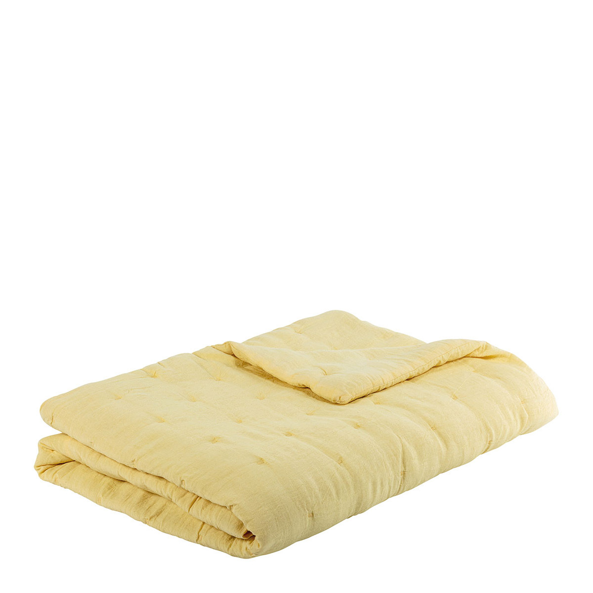 CHLOE Pastel Yellow Washed Linen Bedspread 180x230