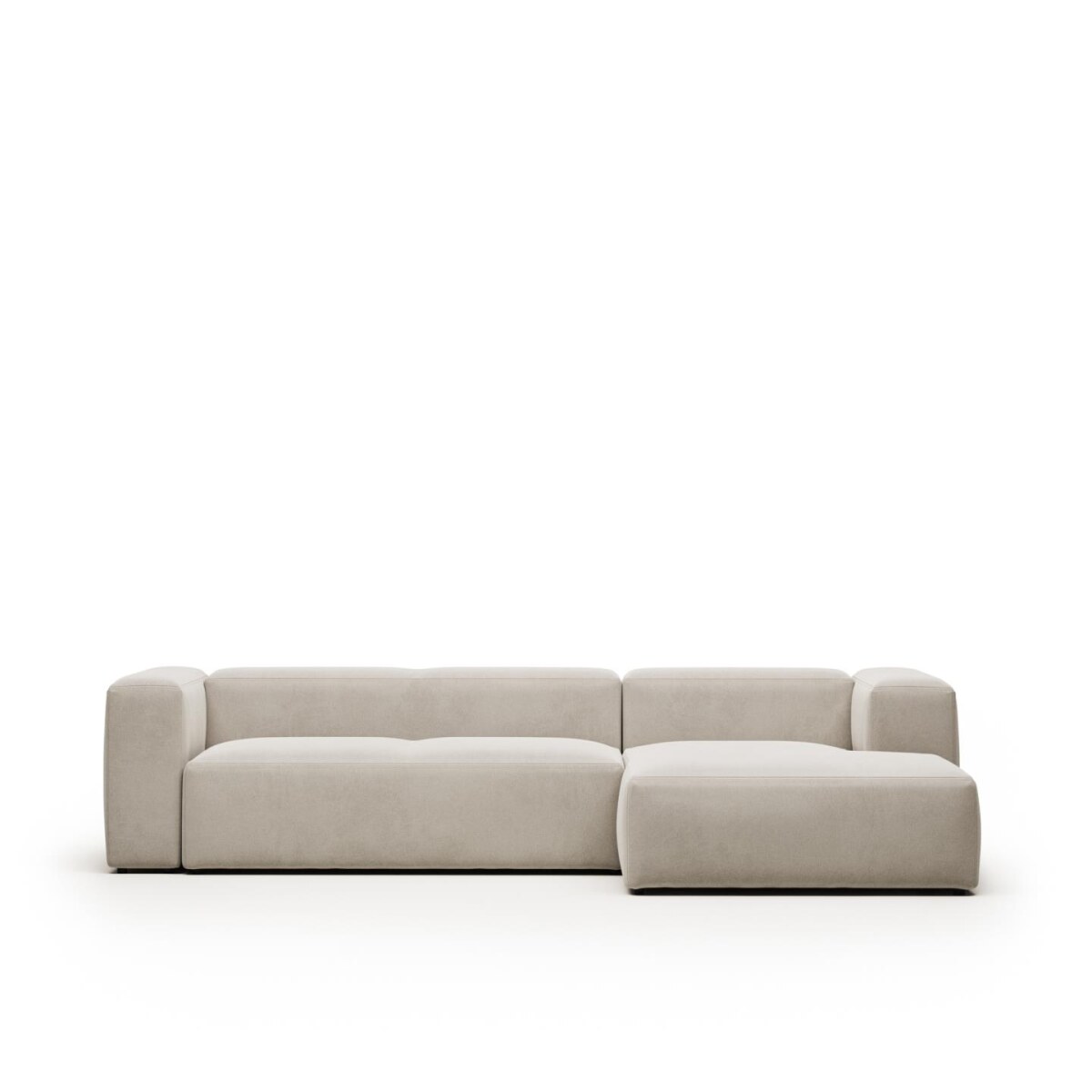 Blok 3-seater chenille sofa with beige 300-cm straight side rail   FSC Mix Credit certified