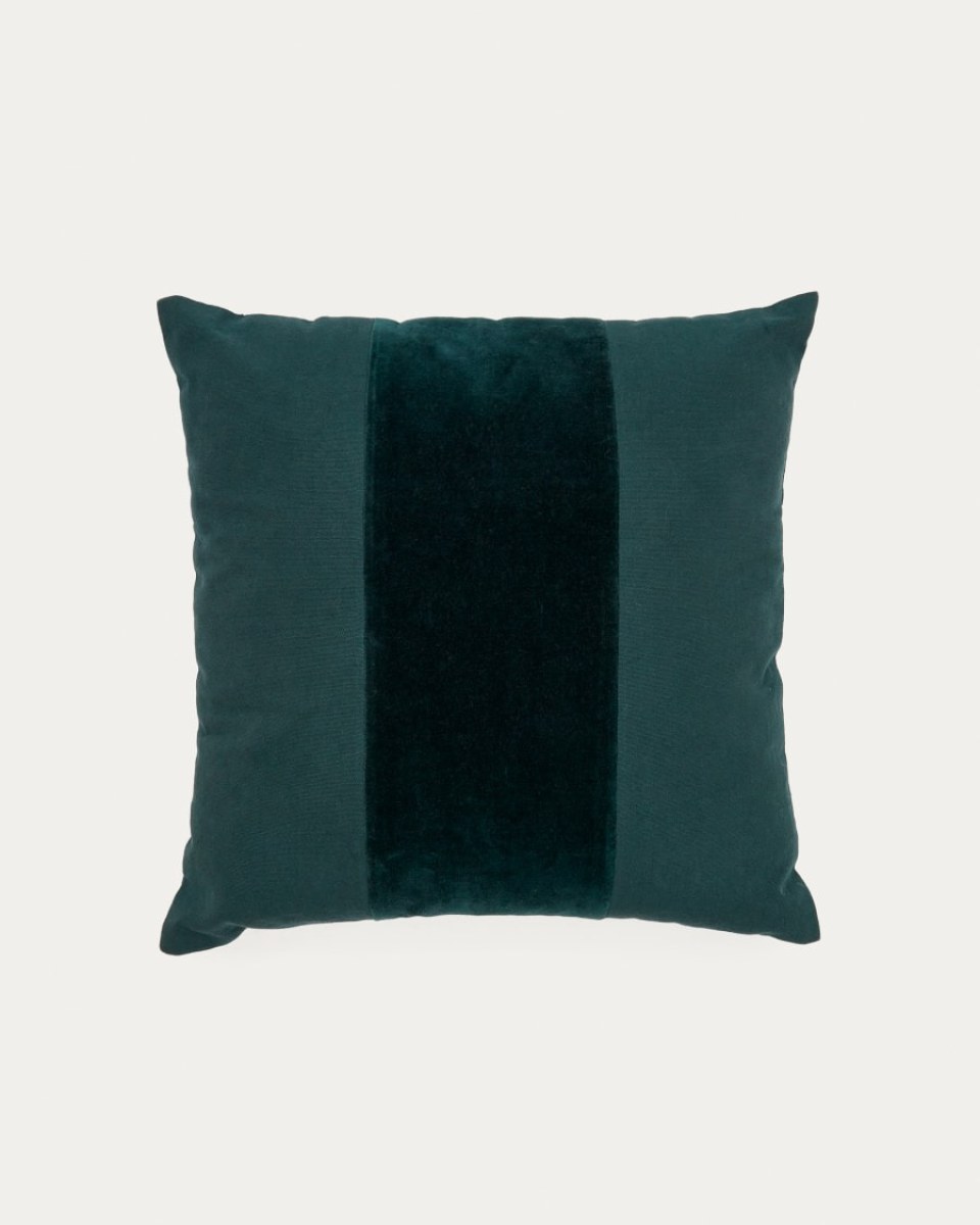 Zaira cushion cover 100% cotton and dark green velvet 45 x 45 cm