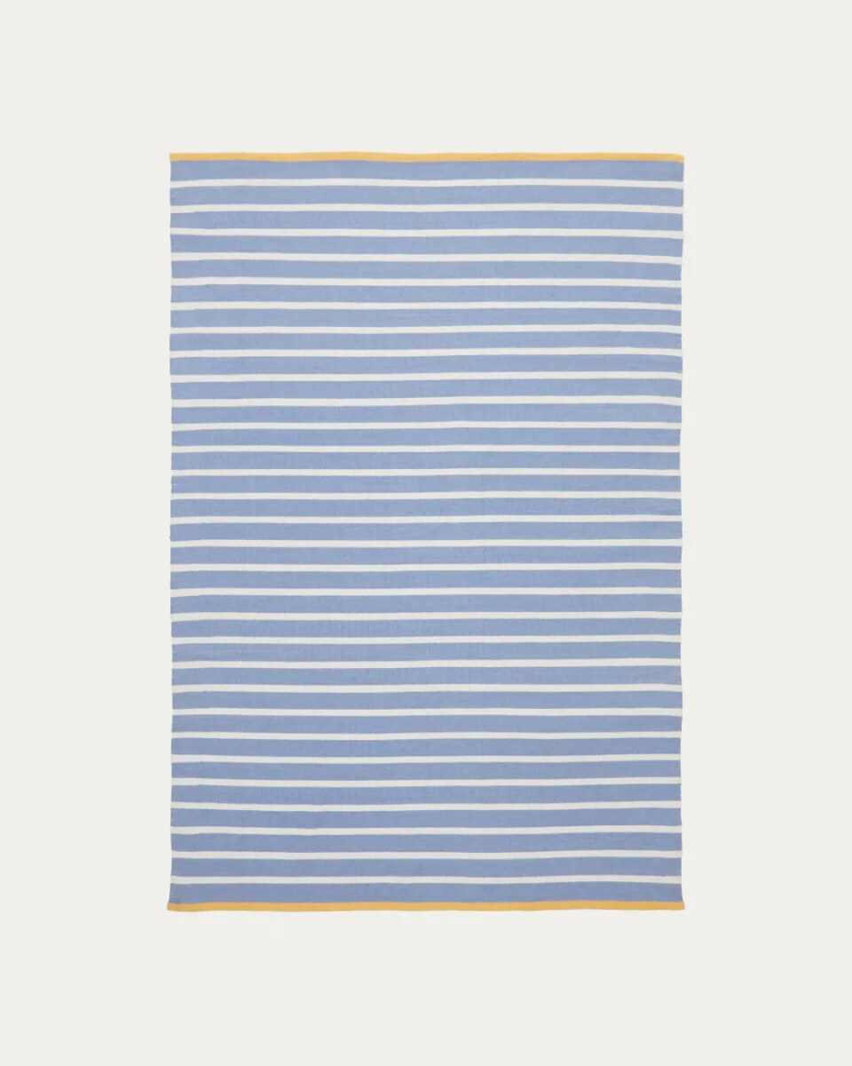 Mendia blue and white striped rug PET 160 x 230