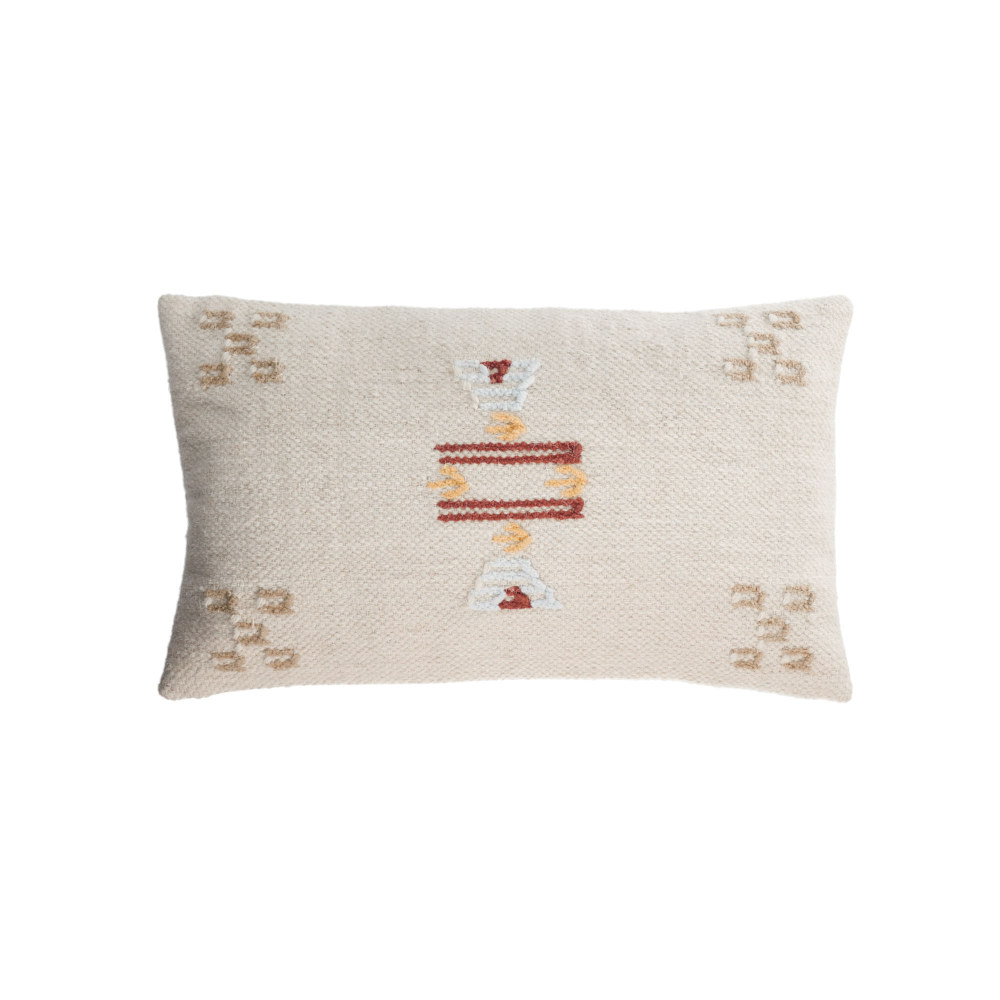 Bibiana wool and cotton cushion cover in beige terracotta and brown pattern 30 x 50 cm