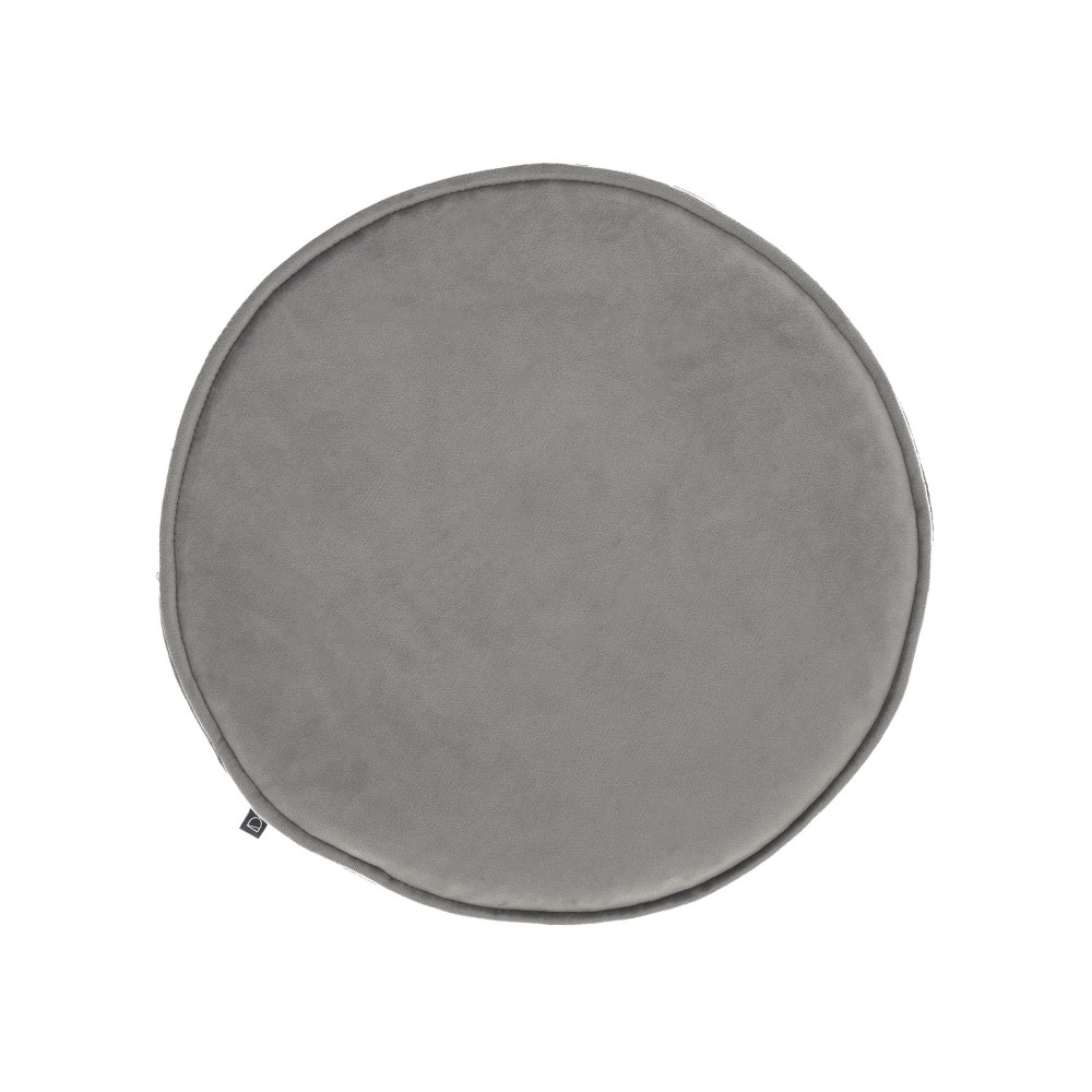 Rimca round velvet chair cushion in light grey. 35 cm