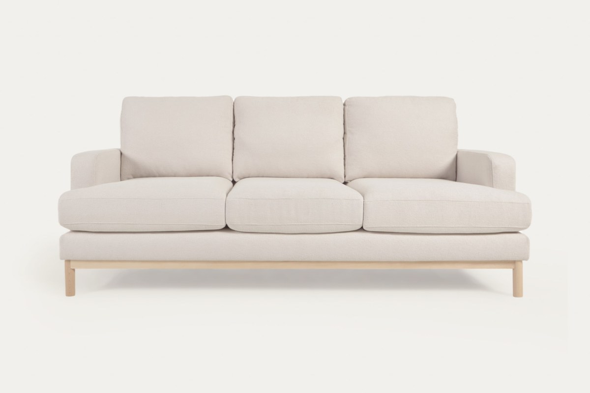 Mihaela 3 seater sofa in white micro boucle. 203 cm FSC Mix Credit