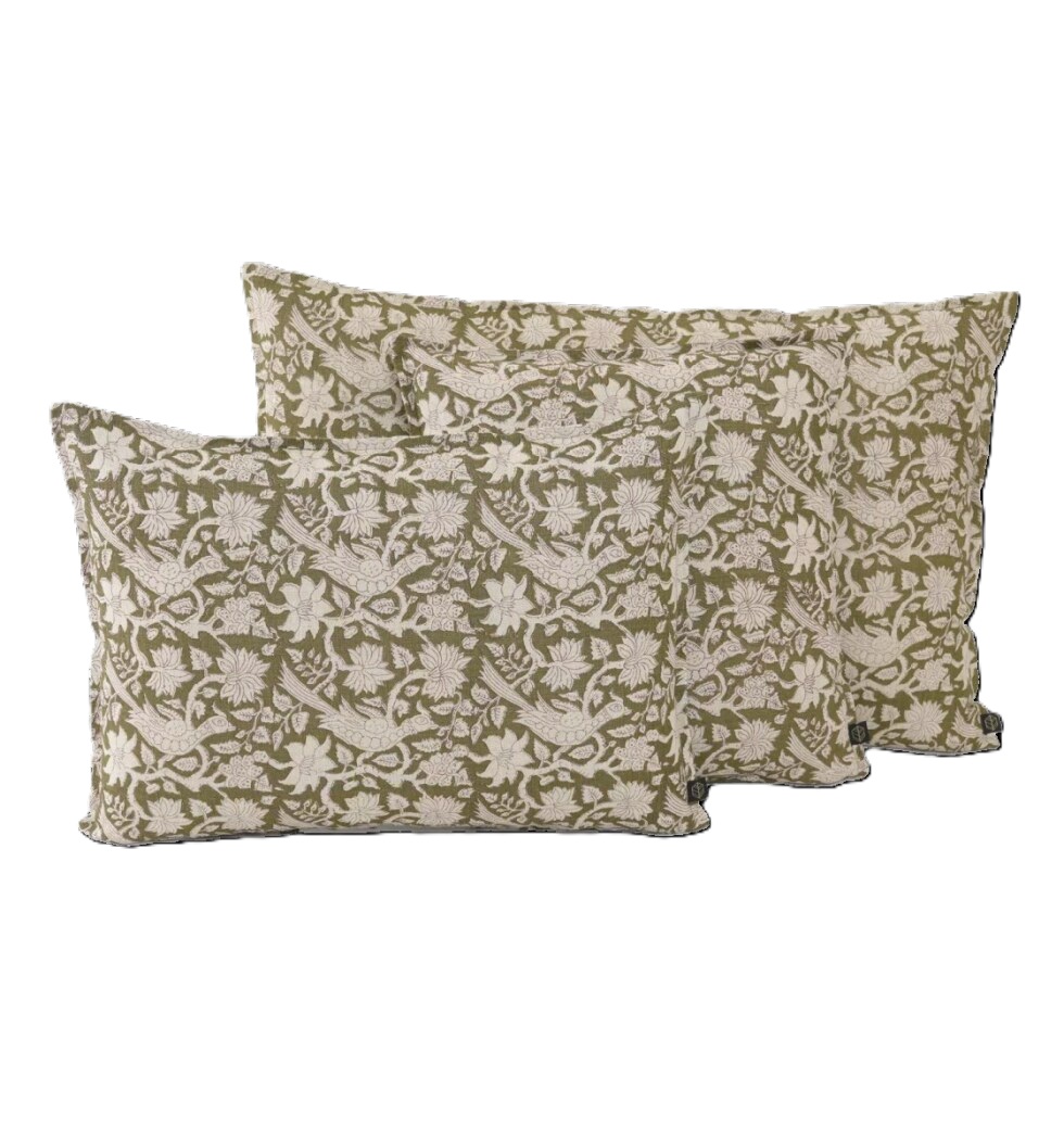 JAIPUR CUSHION KAKI LINEN COTTON 16X24 INCHES 40X60 CM