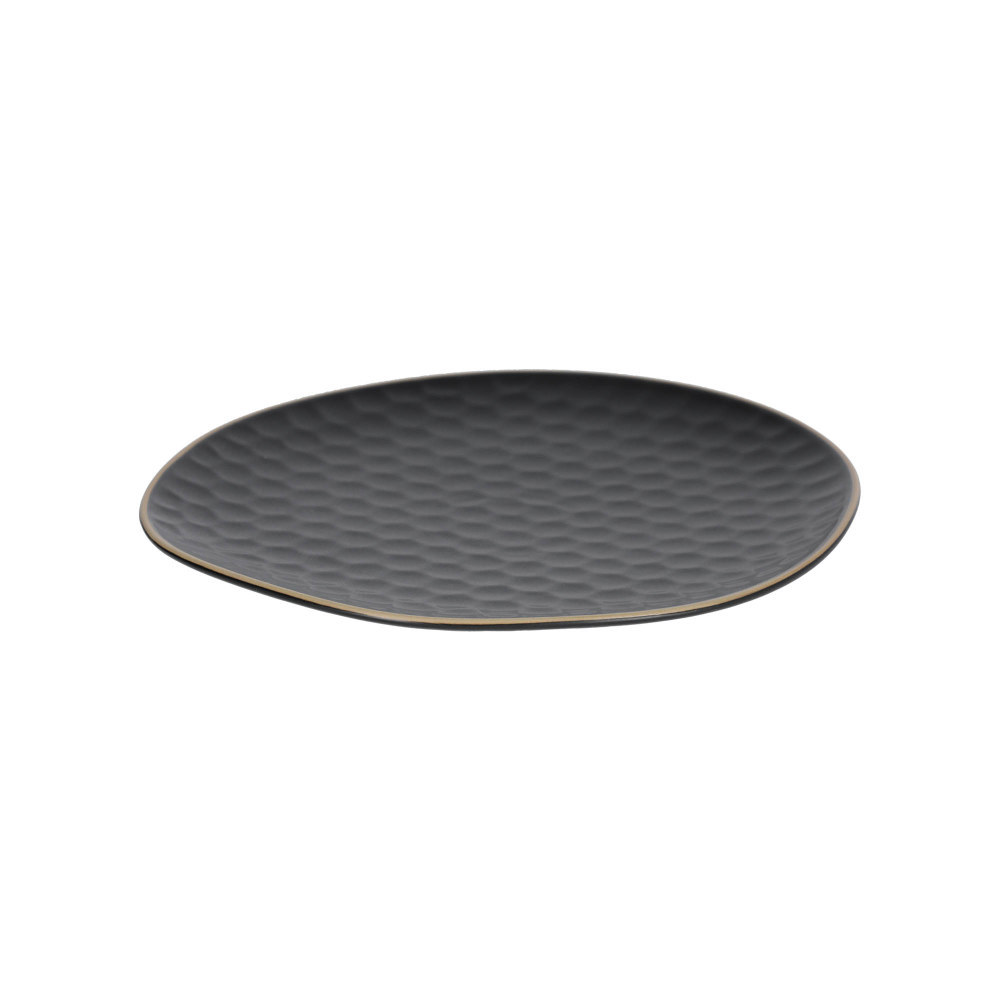Manami flat ceramic plate in black