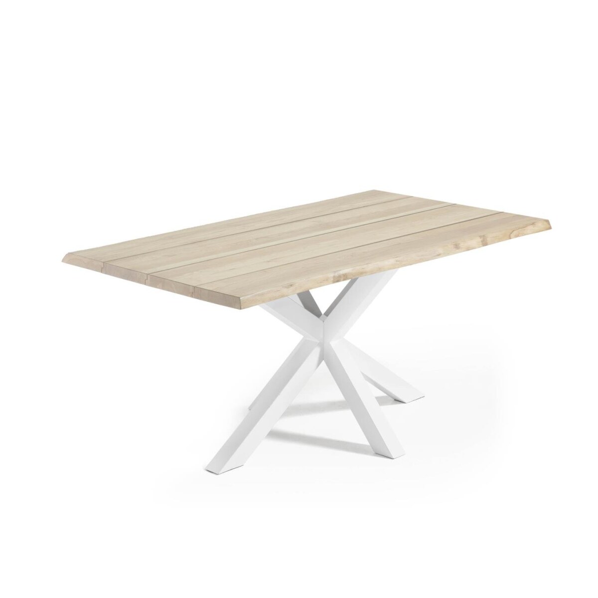 Argo table with bleached oak veneer and white finish steel legs 220 x 100 cm