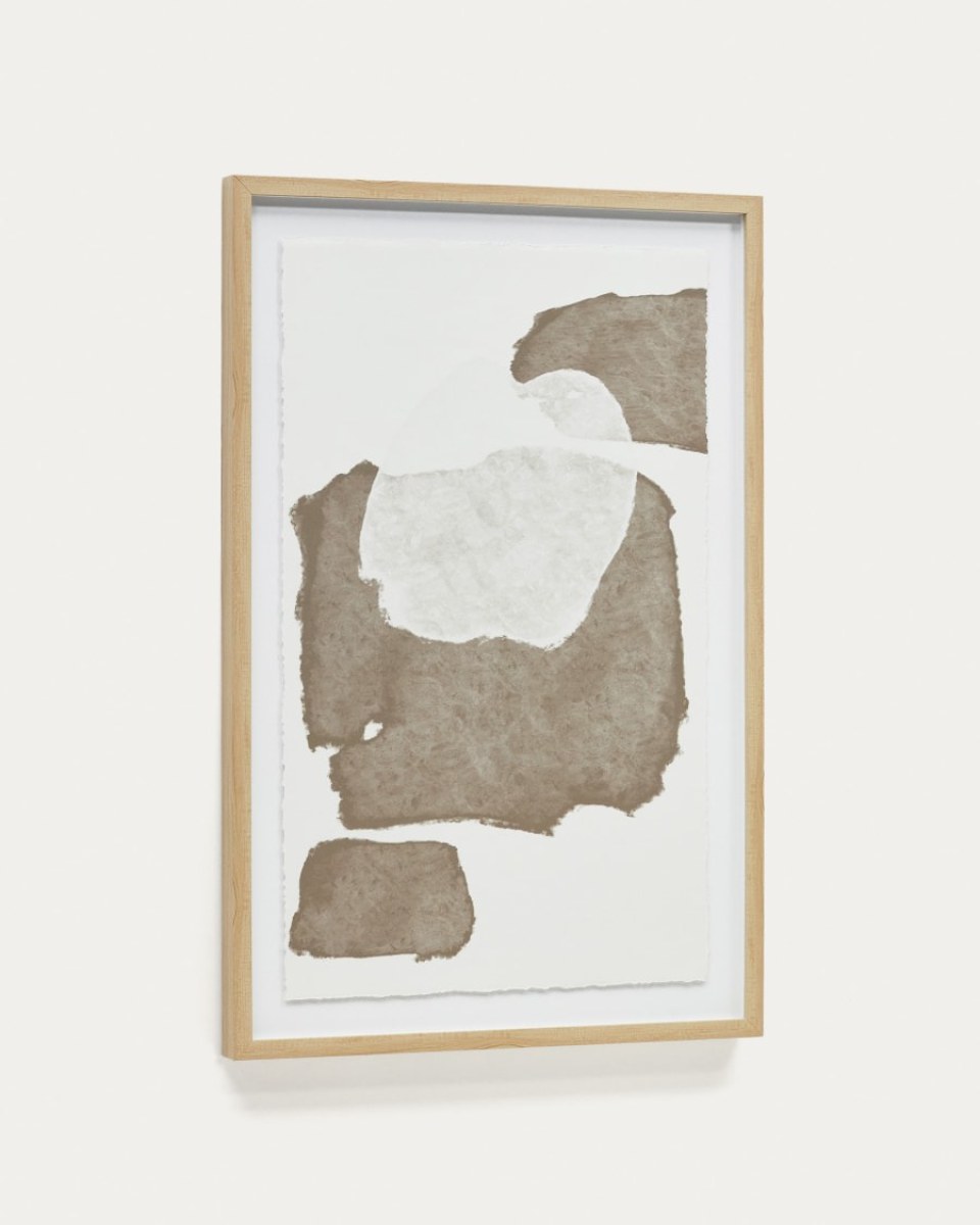 Torroella abstract painting in white and brown. 60 x 90 cm